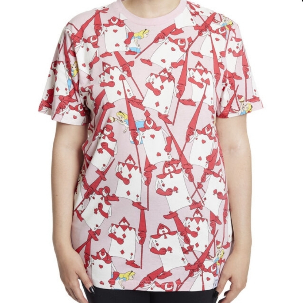 LOUNGEFLY ALICE IN WONDERLAND CARD SHIRT NWT-SOLD OUT ONLINE